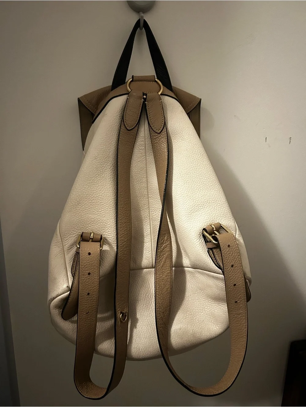 Coach Two-Tone Tan & Cream Leather Backpack